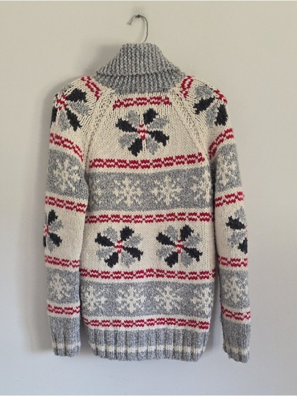 ROOTS x Mary Maxim | cowichan snowflake wool cardigan jacket wool Mens Sz S - Picture 6 of 6